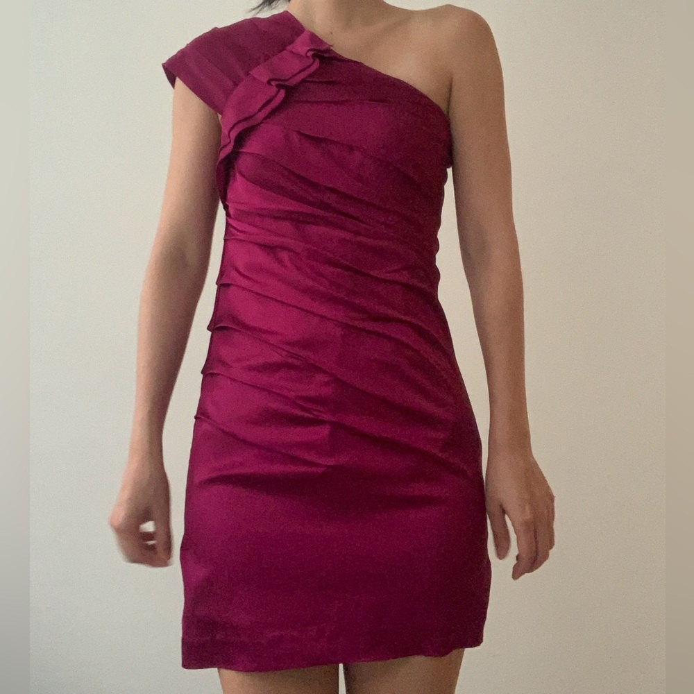 Express satin one-shoulder dress, Size 0